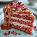 Elegant Rosé Velvet Cake, a pink party dream with glistening gold drips.