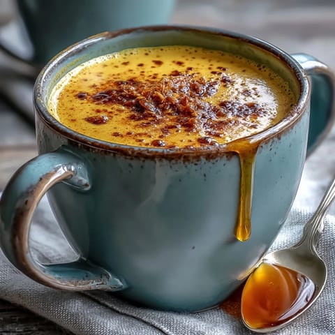 Two warm mugs of creamy Turmeric and Ginger Golden Milk rest beside whole spices on a rustic tabletop.