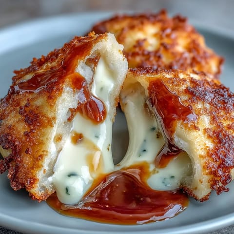 Cheese-stuffed Chīzu Imomochi arranged on a white plate, with one dumpling cut open to reveal its melty mozzarella interior.