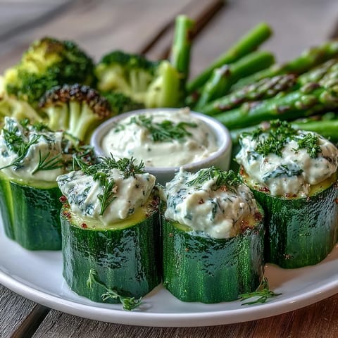 Fresh green snack board with cucumber, snap peas, and creamy avocado ranch dip for healthy snacking.  