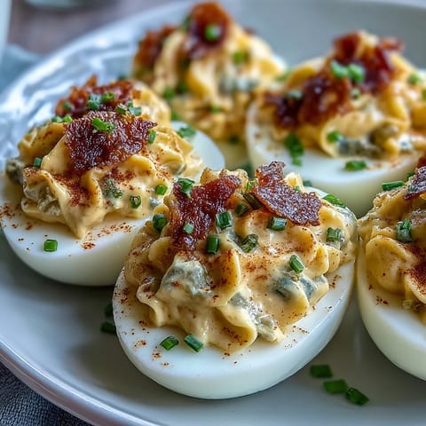 Creamy sweet pickle relish deviled eggs, paprika-dusted, perfect for parties.