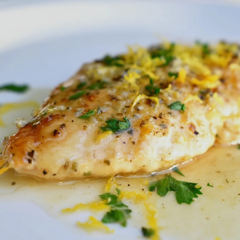 Golden pan-seared lemon pepper chicken served with rice and green beans for a quick dinner.  