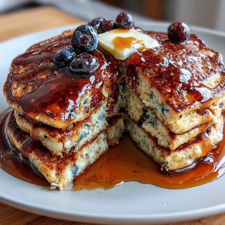 Golden-brown Protein Power Pancakes sizzling on a griddle, ready to be flipped for a hearty breakfast.