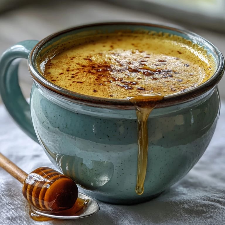 Whisked with cinnamon and honey, this frothy Turmeric and Ginger Golden Milk offers a cozy, aromatic beverage for relaxation.