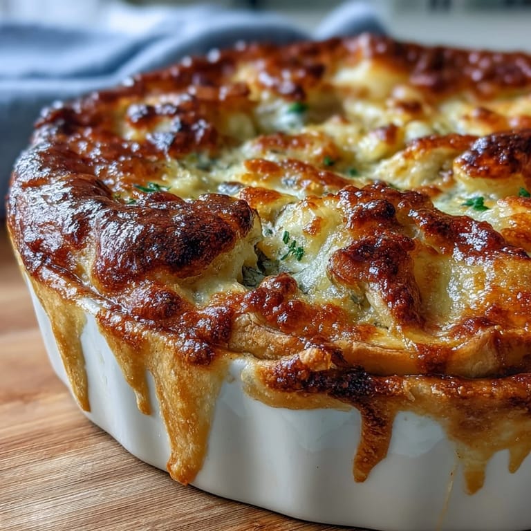 Layers of thinly sliced potatoes, savory onions, and melted cheese in a hearty homemade Cheese and Potato Pie.