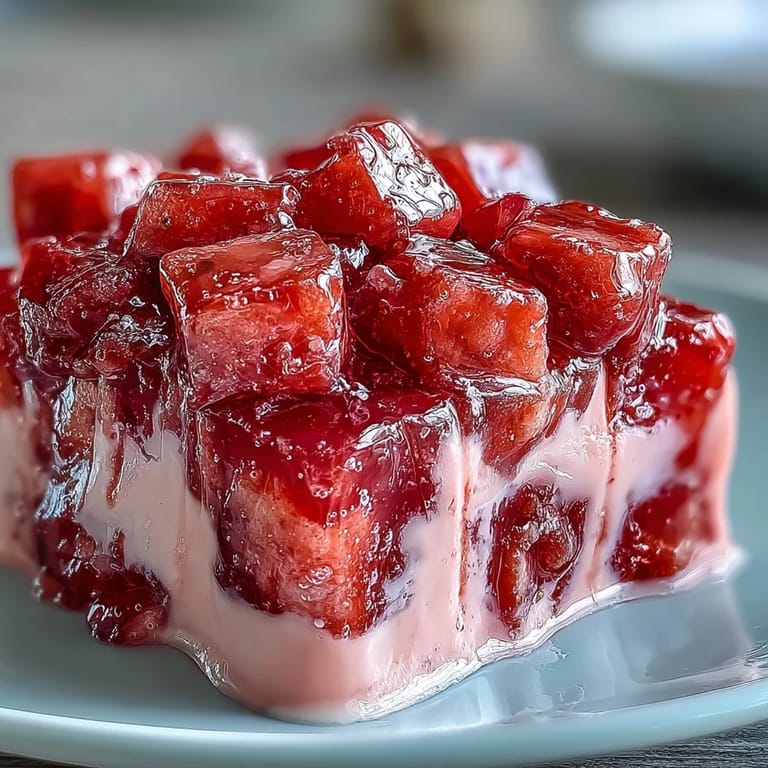 See this colorful Strawberry Rose Gelatin Mosaic Cake molded perfectly.