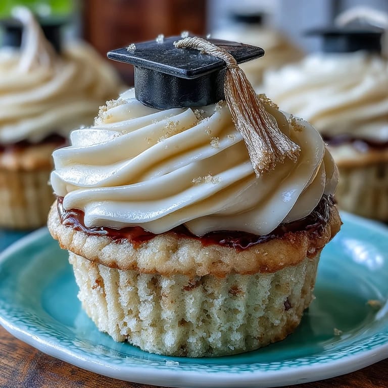 Adorable graduation cupcakes with fluffy frosting and detailed fondant caps for celebrating.
