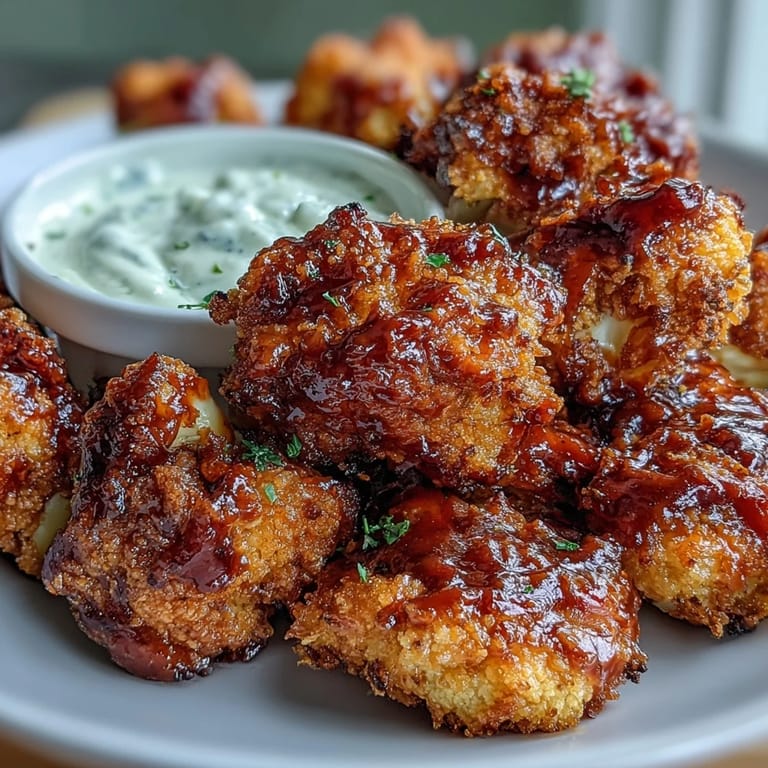 Oven-baked vegan BBQ cauliflower wings, a party crowd-pleaser.