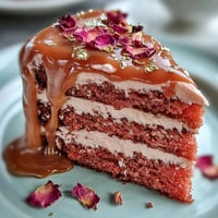 Elegant Rosé Velvet Cake, a pink party dream with glistening gold drips.